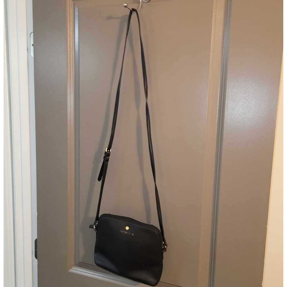 Liz Claiborne Black Saffiano Crossbody Bag Gold Hardware Adjustable Strap